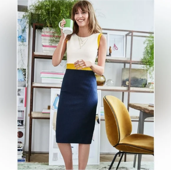 Boden Celia Ottoman sheath colorblock dress size 4P - Picture 2 of 13